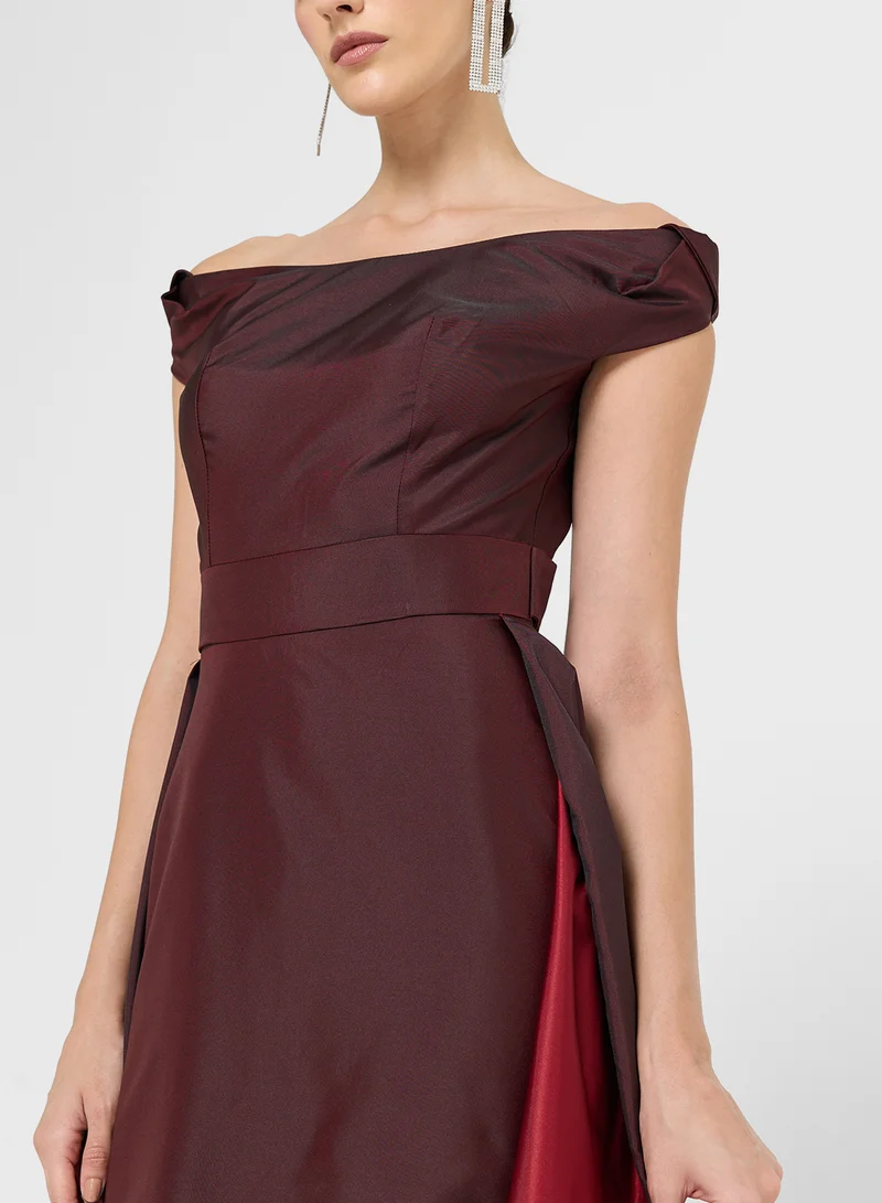 Namshi x Off Shoulder Dress With Trail