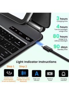 Rock Pow Arabic English Magic Keyboard for Apple iPad Pro 13 M4 (2024 Version) 13-inch with Magnetic Back Cover, Smart Trackpad Backlit Keyboard Case for iPad Pro 13 7th eneration A2926 A3007 A2925, Black  - Image 4