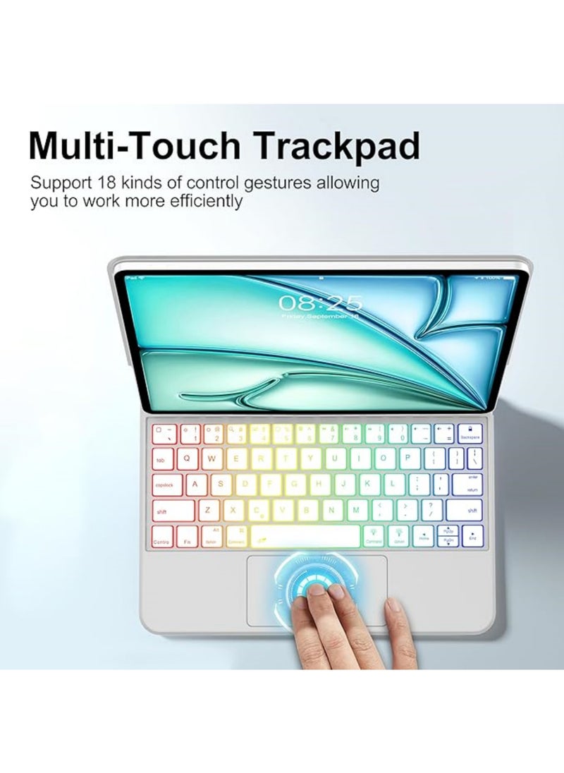Rock Pow - Arabic English Magic Keyboard for Apple iPad Pro 13 M4 (2024 Version) 13-inch with Magnetic Back Cover, Smart Trackpad Backlit Keyboard Case for iPad Pro 13 7th eneration A2926 A3007 A2925, Black - Image 1