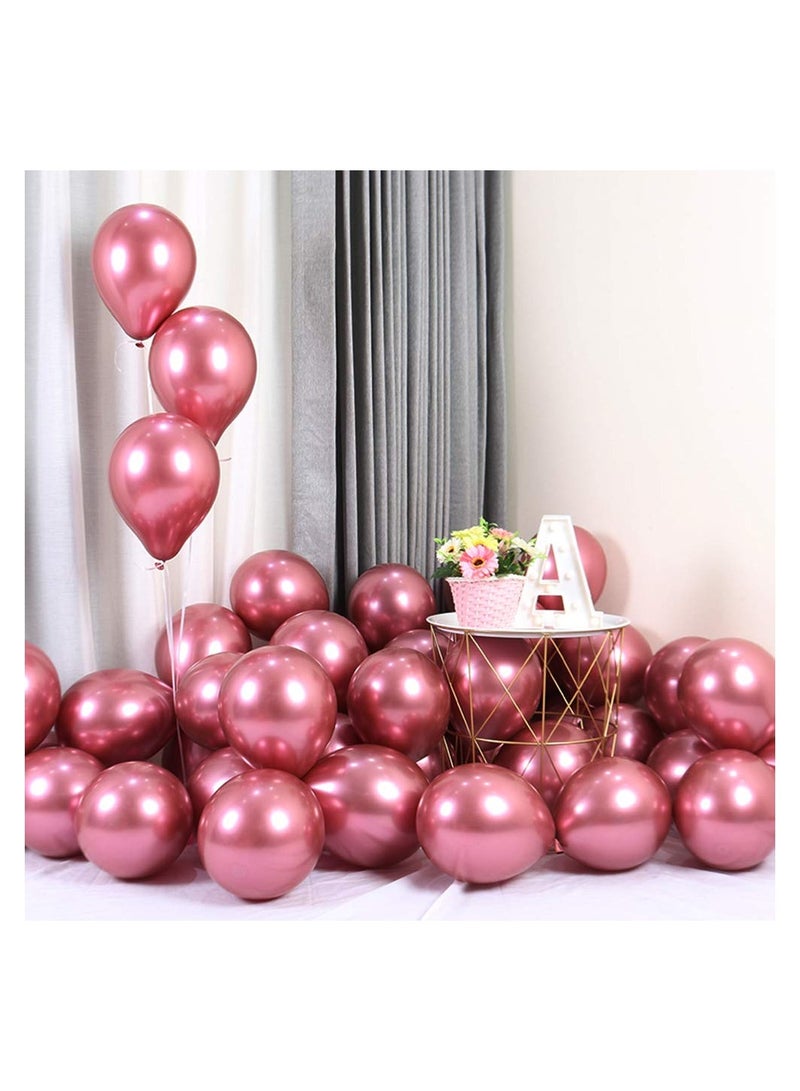JOLLITY LLC بالونات كروم معدنية 50 قطعة 12 بوصة هيليوم لامعة سميكة لتزيين الحفلات (كروم وردي) - Image 3