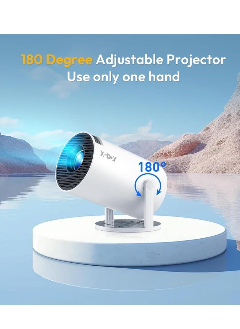 Smartberry - Smartbarry 4K 1080P Mini Projector with WiFi & Bluetooth Portable Premium Android OS Projector, 210° Rotatable Stand, 8000+ Built-in Apps, Dust Removal & Heat Dissipation Design - Image 1