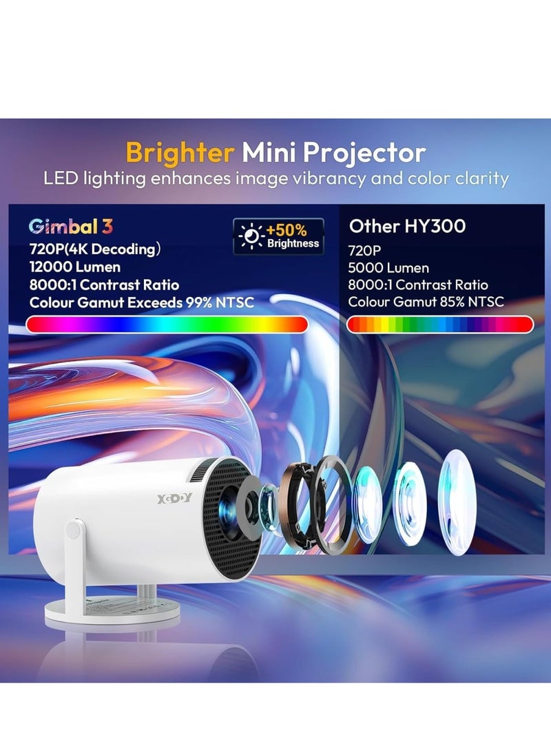 Smartberry - Smartbarry 4K 1080P Mini Projector with WiFi & Bluetooth Portable Premium Android OS Projector, 210° Rotatable Stand, 8000+ Built-in Apps, Dust Removal & Heat Dissipation Design - Image 1