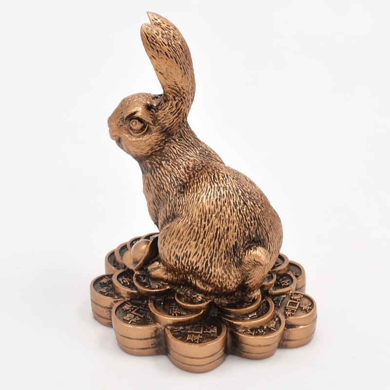 Fengshuibringluck 2023 New Year Zodiac Rabbit Resin Table Top Decor New Life  Longevity and Prosperity Home Statue - Image 4