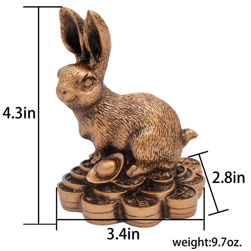 Fengshuibringluck 2023 New Year Zodiac Rabbit Resin Table Top Decor New Life  Longevity and Prosperity Home Statue - Image 2