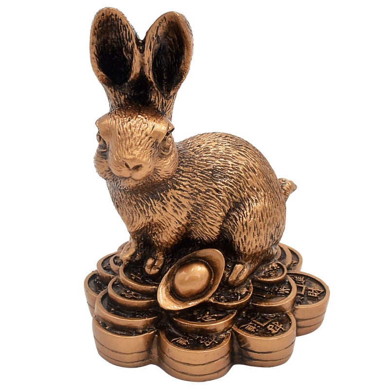 Fengshuibringluck 2023 New Year Zodiac Rabbit Resin Table Top Decor New Life  Longevity and Prosperity Home Statue - Image 1
