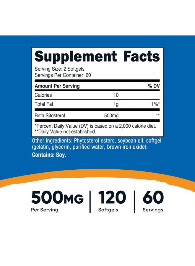 Nutricost بيتا سيتوستيرول 120 كبسولة لينة، 500 ملغ - مكمل غير معدل وراثيًا، خالي من الغلوتين، 60 حصة - Image 2