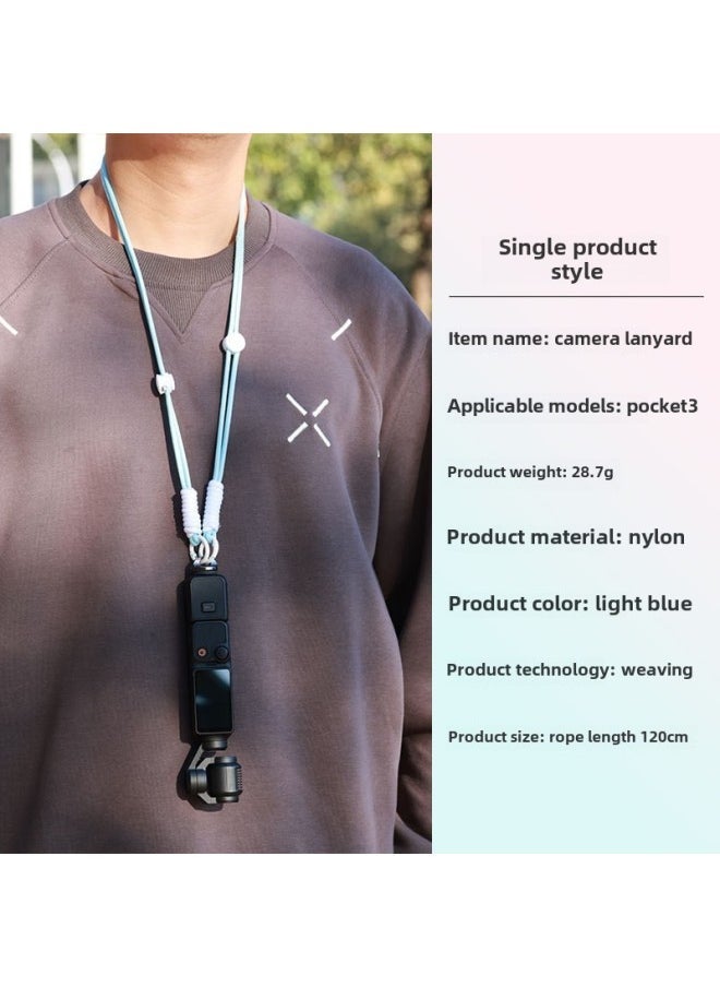 Generic Suitable For DJI Pocket3 Lanyard Shoulder Strap Crossbody Strap Lingou Camera Sports Camera Universal Lanyard-Color:Light Blue - Image 1