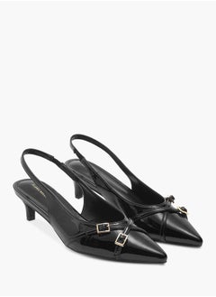 Flora Bella By Shoexpress Women Solid Pointed Toe Sandals with Elasticated Strap and Kitten Heels  - Image 1
