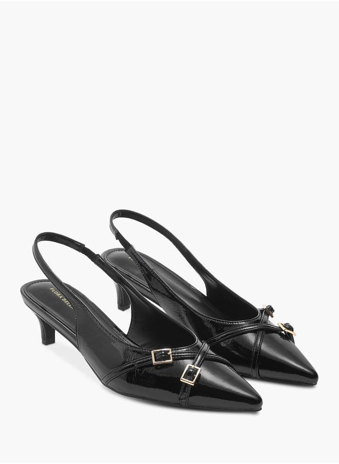 Flora Bella By Shoexpress - Women Solid Pointed Toe Sandals with Elasticated Strap and Kitten Heels - Image 1