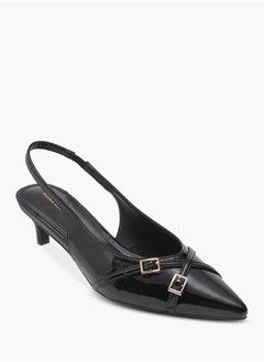 Flora Bella By Shoexpress Women Solid Pointed Toe Sandals with Elasticated Strap and Kitten Heels  - Image 2