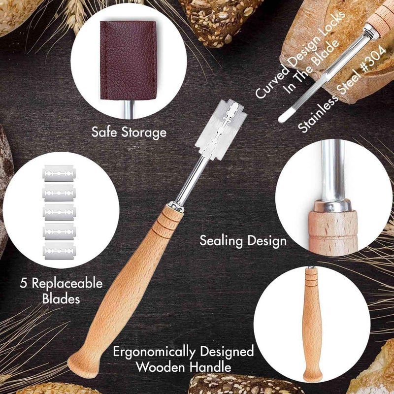 FUNI Bread scraper, Stainless Steel Cutter Set, Bread Bakers Cutter, Slashing Tool Dough, Cake Slicer, Cookie Cutter Set, Smart Baking Cake Decorating Tools Set, for DIY Cake, Mousse, Donuts, Fondant - Image 5