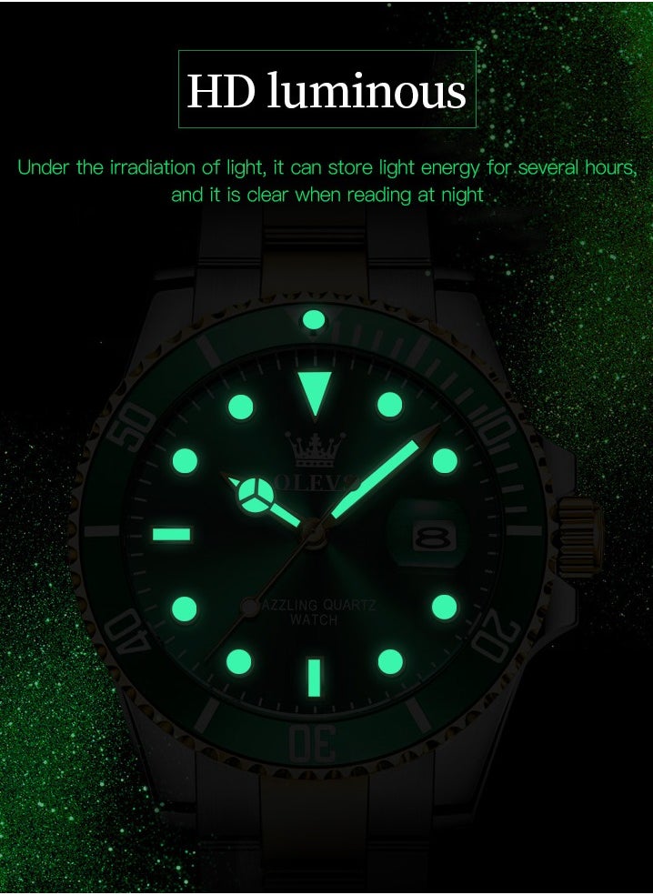 OLEVS - OLEVS Men's Watch Luxury Top Brand One-Way Rotating Outer Ring Design Quartz Watch for Men Auto Date Waterproof Wrist Watches - Image 1