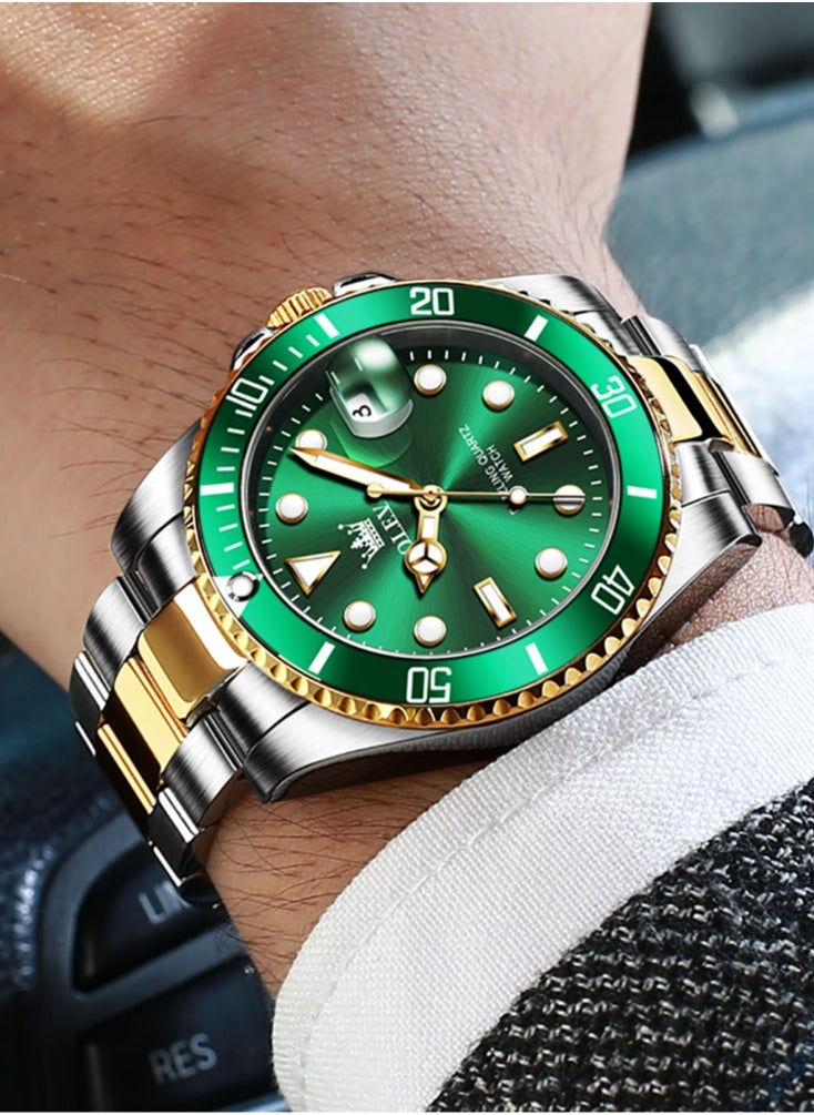OLEVS - OLEVS Men's Watch Luxury Top Brand One-Way Rotating Outer Ring Design Quartz Watch for Men Auto Date Waterproof Wrist Watches - Image 1