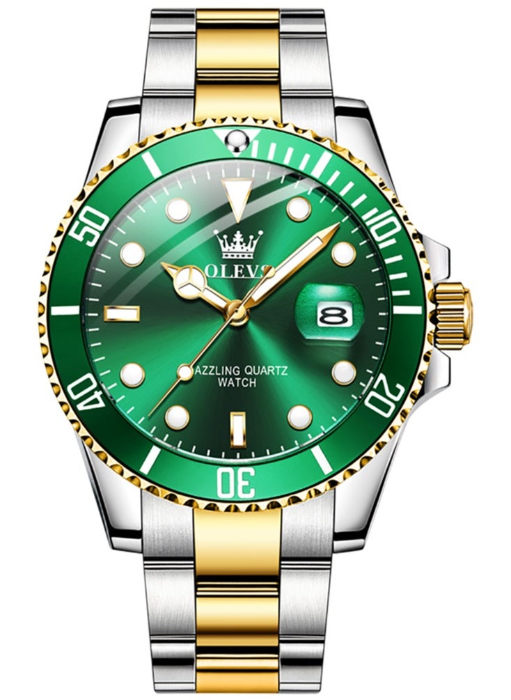 OLEVS - OLEVS Men's Watch Luxury Top Brand One-Way Rotating Outer Ring Design Quartz Watch for Men Auto Date Waterproof Wrist Watches - Image 1