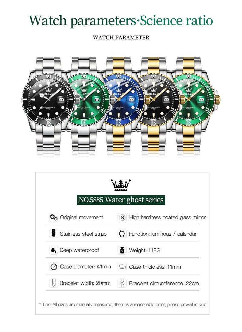OLEVS - OLEVS Men's Watch Luxury Top Brand One-Way Rotating Outer Ring Design Quartz Watch for Men Auto Date Waterproof Wrist Watches - Image 1