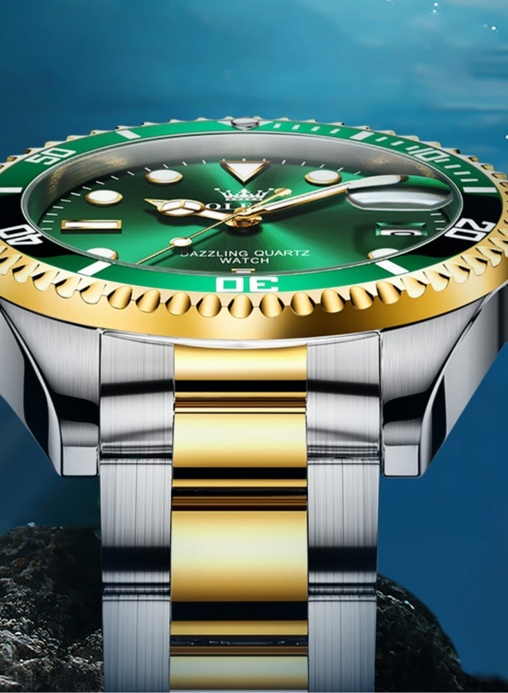 OLEVS Men's Watch Luxury Top Brand One-Way Rotating Outer Ring Design Quartz Watch for Men Auto Date Waterproof Wrist Watches - view 5