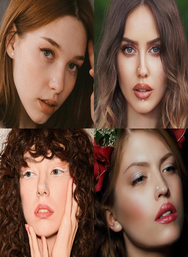 ONESING 12Pcs 20G Nose Rings StudsStainless Steel Nose Stud L Shaped with Flower Butterfly Moon Nose Rings Stud Body Piercing Jewelry for Women Men - Image 4