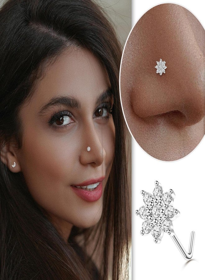 ONESING 12Pcs 20G Nose Rings StudsStainless Steel Nose Stud L Shaped with Flower Butterfly Moon Nose Rings Stud Body Piercing Jewelry for Women Men - Image 3