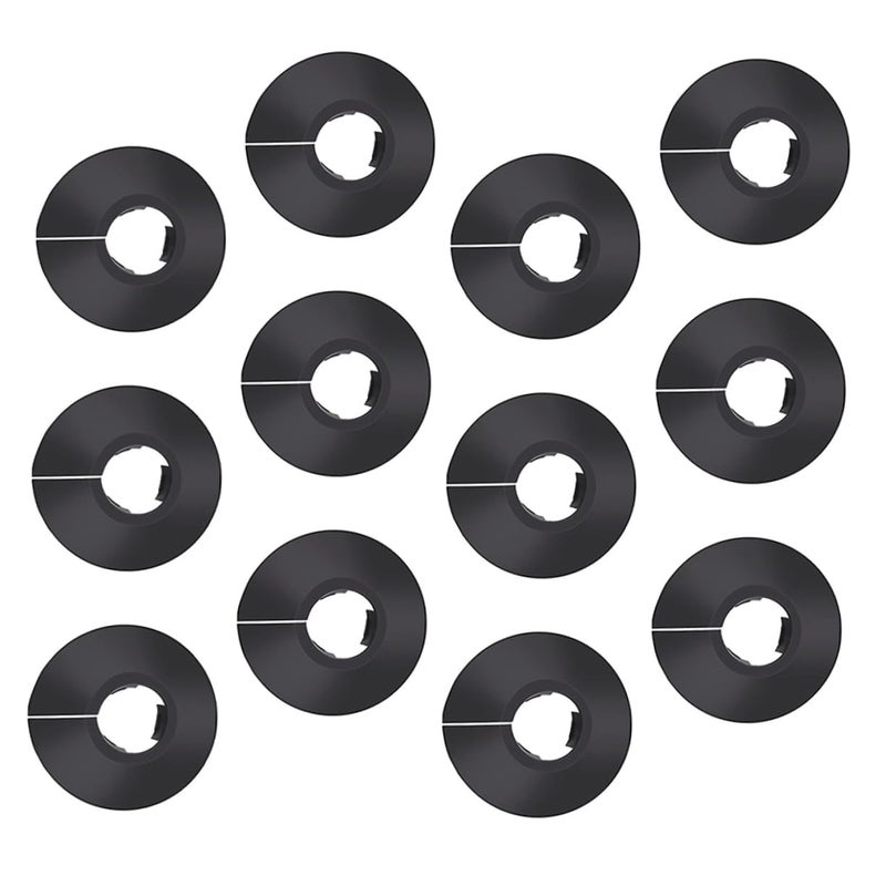 12 Pcs Black PVC Water Pipe Hole Covers for Heating Lines Round Accessory - Image 2
