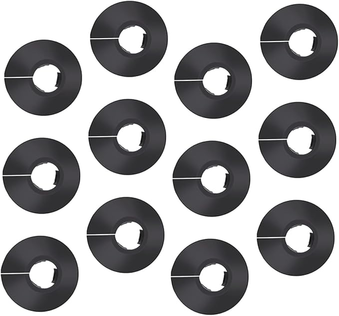 12 Pcs Black PVC Water Pipe Hole Covers for Heating Lines Round Accessory - Image 1