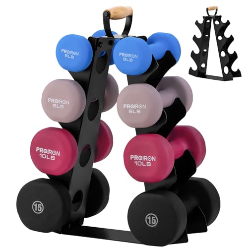 Wetheny Dumbbell Rack Stand Only Dumbbells not Included Compact AFrame Weight Rack with Wooden Handle for Home Gym Workout - Image 1