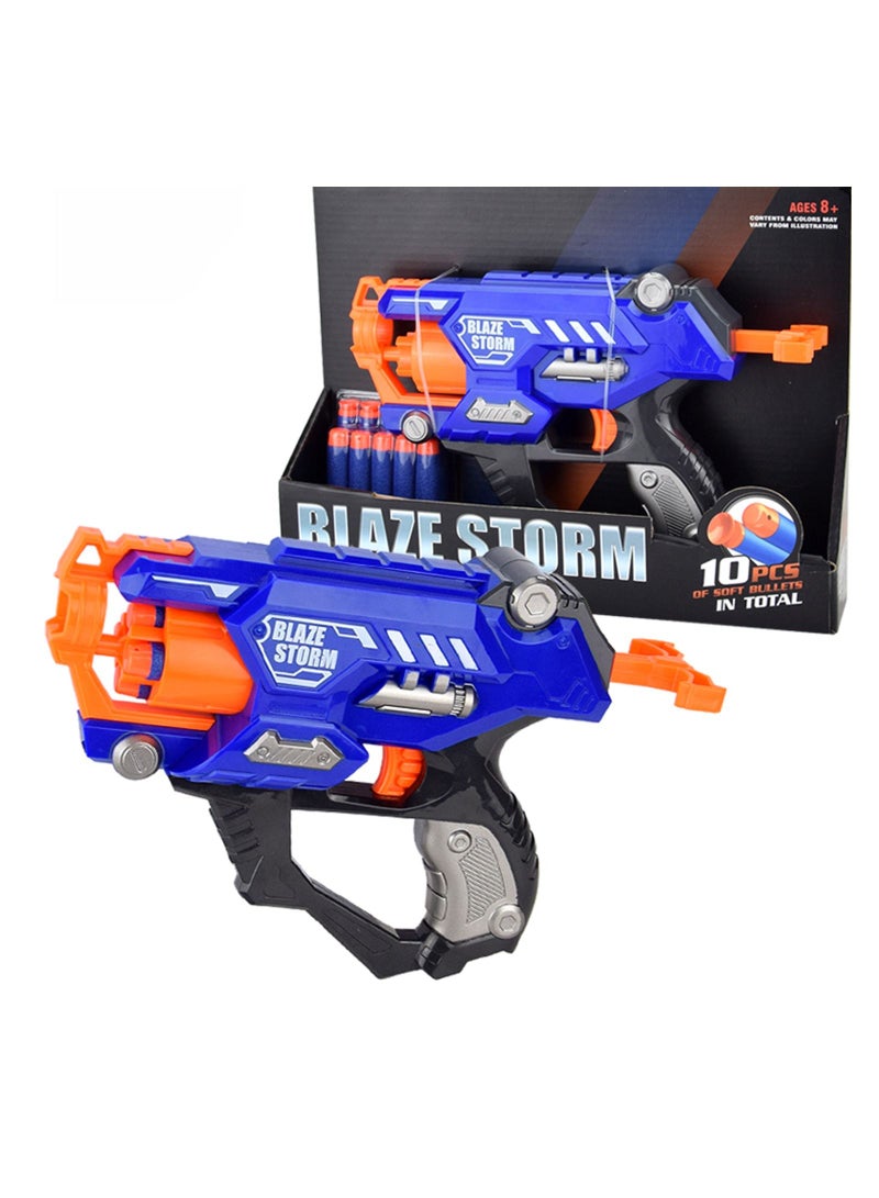 Blaze Storm 10 قطع مسدس رصاص يدوي للأطفال مع رصاصات ناعمة - أزرق - Image 5