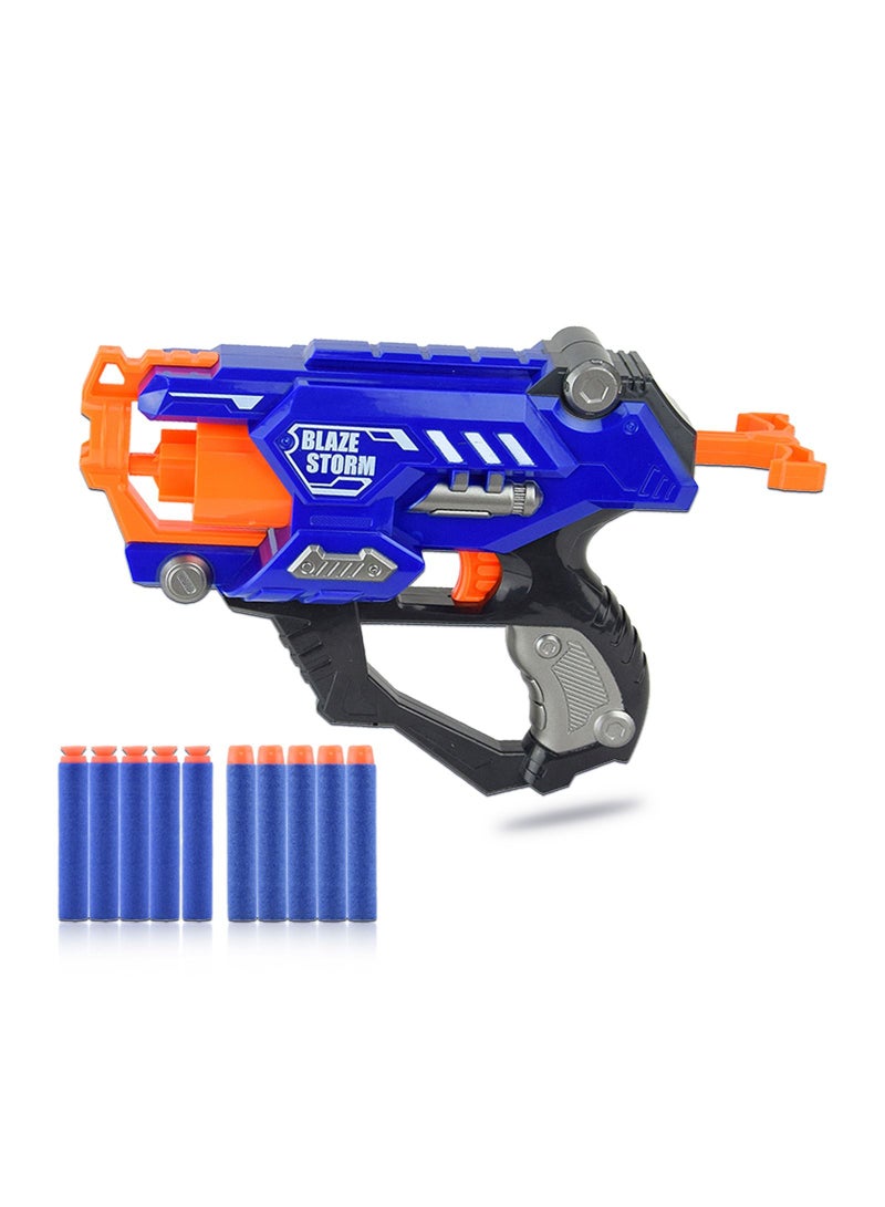 Blaze Storm 10 قطع مسدس رصاص يدوي للأطفال مع رصاصات ناعمة - أزرق - Image 1