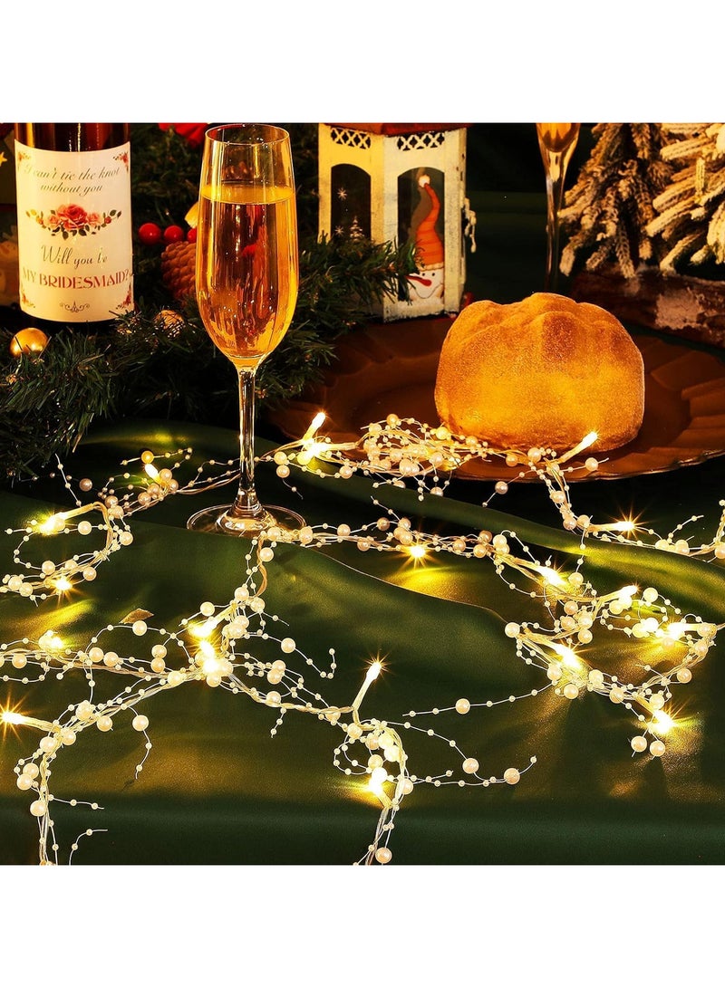 AUTOYSUR Christmas Ocean Pearl Beads String Lights, 10FT 30LED Lights Battery Powered Berry Beaded Garland Festive Wedding, Birthday Parties, New Year, DIY Home Mantel Decoration,White - Image 4