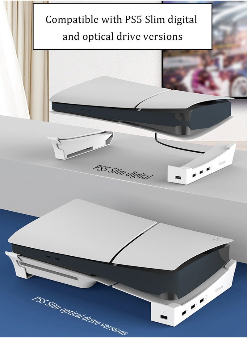 Ipega وحدة تحكم PS5 Slim مع موزع USB بأربعة منافذ للحامل الأفقي فقط، ملحقات حامل القاعدة لجهاز Playstation 5 Slim (إصدار القرص والإصدار الرقمي)، حامل لشحن وحدة تحكم PS5 (ليس لجهاز PS5 العادي)  - Image 3