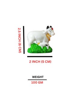 Salvus App SOLUTIONS Salvus APP SOLUTIONS Handmade Marble Kamdhenu Cow with Calf Spiritual Showpiece for Pooja, Table, Home, Office Decor & Car Dashboard (2.5 inch)  - Image 2