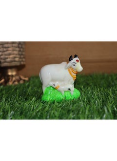 Salvus App SOLUTIONS Salvus APP SOLUTIONS Handmade Marble Kamdhenu Cow with Calf Spiritual Showpiece for Pooja, Table, Home, Office Decor & Car Dashboard (2.5 inch)  - Image 5