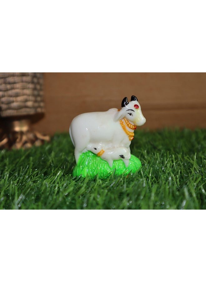 Salvus App SOLUTIONS Salvus APP SOLUTIONS Handmade Marble Kamdhenu Cow with Calf Spiritual Showpiece for Pooja, Table, Home, Office Decor & Car Dashboard (2.5 inch)  - Image 5