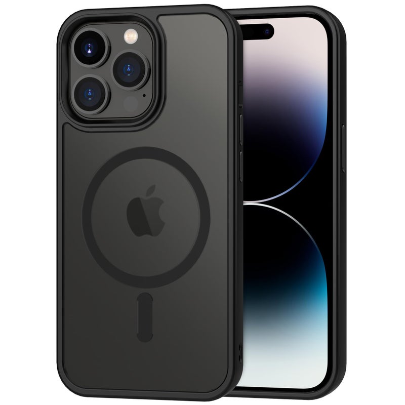 CACOE Magnetic Case for iPhone 14 Pro 6.1 inch-Compatible with MagSafe & Magnetic Car Phone Mount,TPU Thin Phone Cases Cover Protective Shockproof Anti-Fingerprint(Matte Black) - Image 1