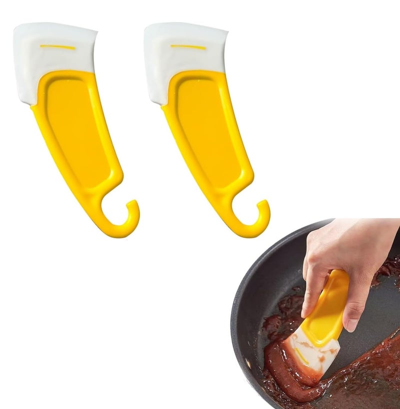 WE-CEF Silicone Pan Scraper Dish Cleaning Spatula Pan and Bowl Scraper Set Bowl Scraper Dish Scraper Non Stick Kitchen Scraper Pan Rubber Cleaning Spatula Pot Cleaning Tool (2 Pcs) - Image 2