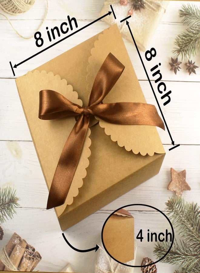 WEWILUCK Brown Paper Gift Box - 6 Pack(8" x 8" x 4") - Image 3