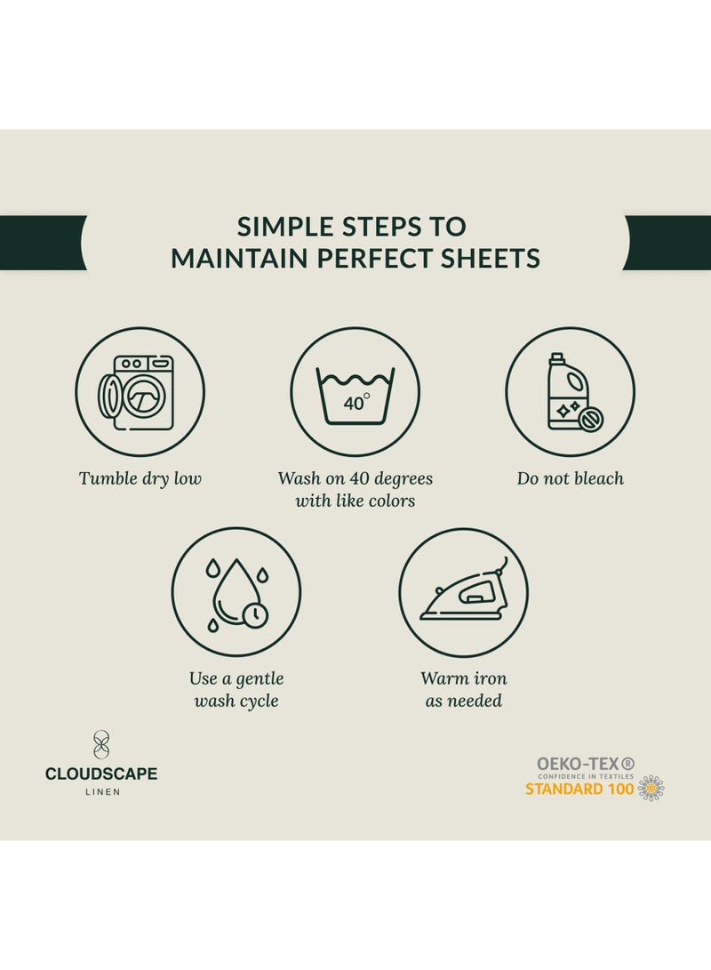 كلاود سكيب لينين Cloud Scape Linen 600 Thread Count Egyptian Cotton Fitted Sheet ( Queen, Sepia Rose) - Image 5