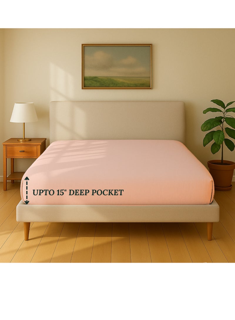كلاود سكيب لينين Cloud Scape Linen 600 Thread Count Egyptian Cotton Fitted Sheet ( Queen, Sepia Rose) - Image 2