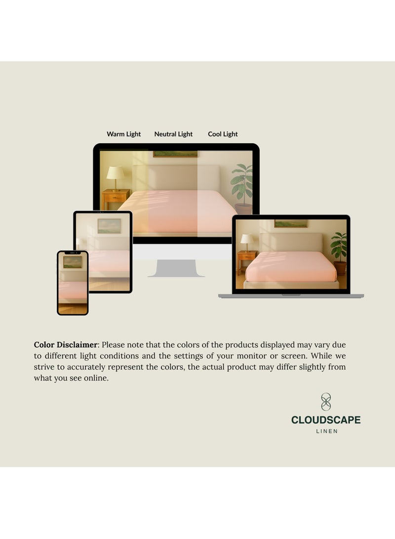 كلاود سكيب لينين Cloud Scape Linen 600 Thread Count Egyptian Cotton Fitted Sheet ( Queen, Sepia Rose) - Image 4