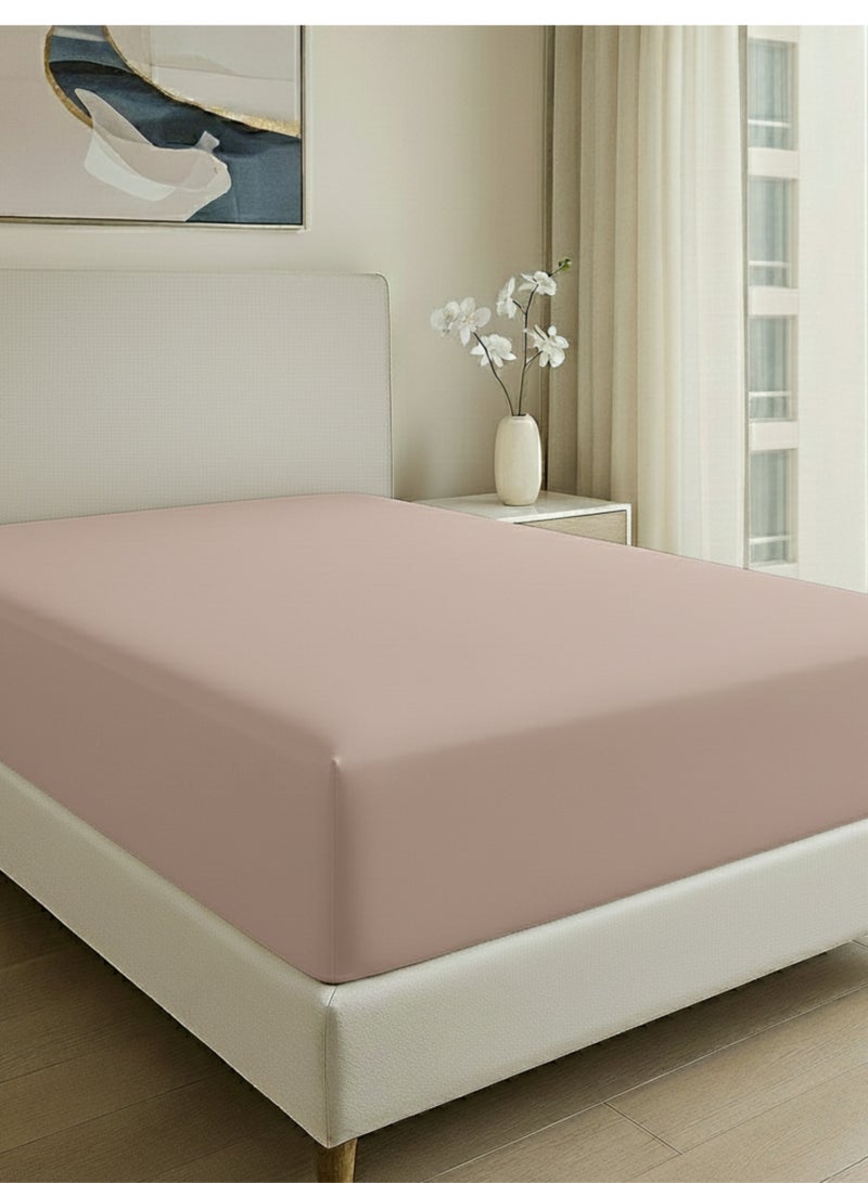 كلاود سكيب لينين Cloud Scape Linen 600 Thread Count Egyptian Cotton Fitted Sheet ( Queen, Sepia Rose) - Image 1