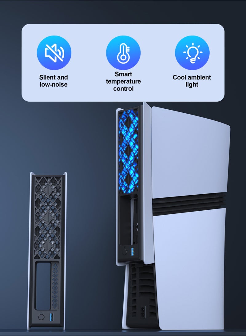 Cooling Fan for P5 Slim and P5 Pro Console, Cooler with 3 Upgraded Silent Fans and Controller USB 3.0 Port for Digital/CD Version - Image 2