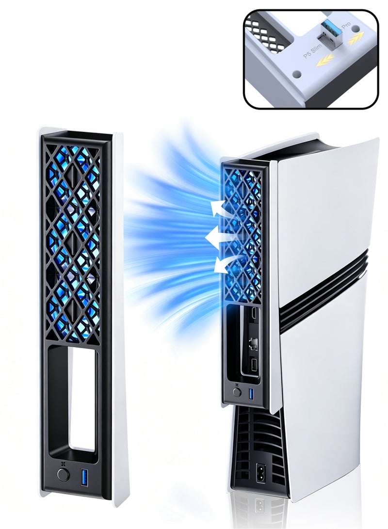 Cooling Fan for P5 Slim and P5 Pro Console, Cooler with 3 Upgraded Silent Fans and Controller USB 3.0 Port for Digital/CD Version - Image 1