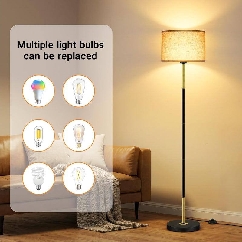 OUTON Modern LED Floor Lamp with Remote & APP Control, Dimmable & 3000K-6500K Adjustable Color Temperature, Standing Lamp with Memory Function Timer for Living Room Bedroom Office (Black & Gold) - Image 5