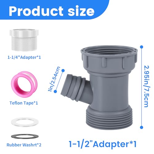 KCMOSGI Dishwasher Drain Hose Adapter – Universal Sink Hose Adapter, Fits 1-1/2" & 1-1/4" Drain Pipes, Kitchen Sink Drain Pipe Kit, Perfect for Dishwasher & Sink Drain Installation - Image 2