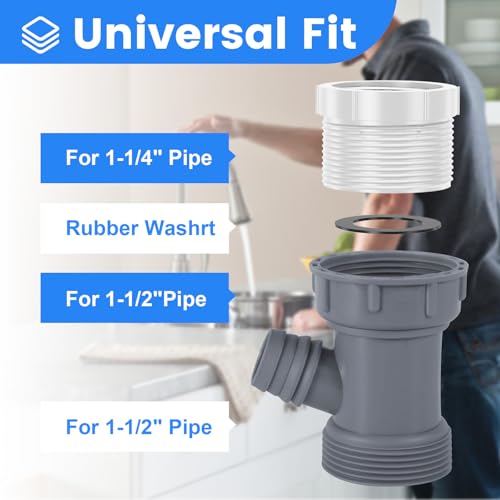KCMOSGI Dishwasher Drain Hose Adapter – Universal Sink Hose Adapter, Fits 1-1/2" & 1-1/4" Drain Pipes, Kitchen Sink Drain Pipe Kit, Perfect for Dishwasher & Sink Drain Installation - Image 3