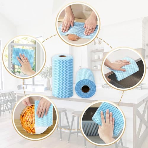 DALUCI Reusable Kitchen Towel Roll Wipes – Super Absorbent Cleaning Cloth | Washable Kitchen Roll & Tissue Paper Roll for Home & Kitchen | Multipurpose Cleaning Accessories (1 Roll, 80 Pulls) - Image 2