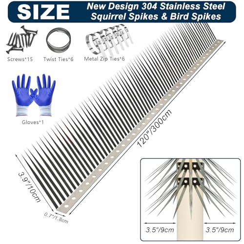 WHCDSTGJ Bird Spikes, Squirrel Spikes and Squirrel Baffles Keep Raccoons, Cats and Snakes Away from Gardens, Fences and Climbing Bird Feeder Poles.(120 inches) - Image 2