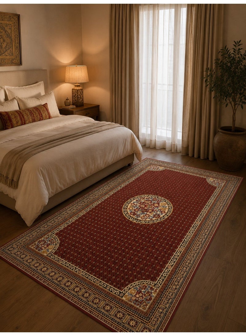 القفاري سجاد أفراح الهنا بنقوش تراثية، مناسب للمجالس والمناسبات الخاصة ، 165×260 سم باللون الاحمر - Image 1