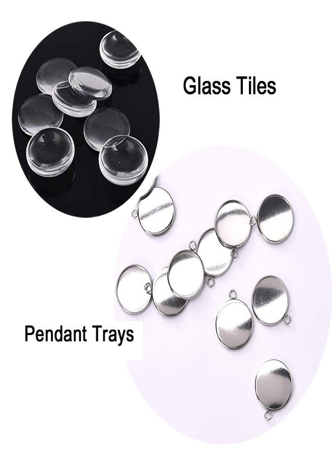 DROLE Bezel Pendant Blanks Settings-Stainless Steel Pendant Trays Round Bezel with Glass Cabochons Clear Dome,Pendant Blanks for Photo Pendant Craft Jewelry Making 18mm VBCO7T438I6RCCJ50SI16B - Image 2