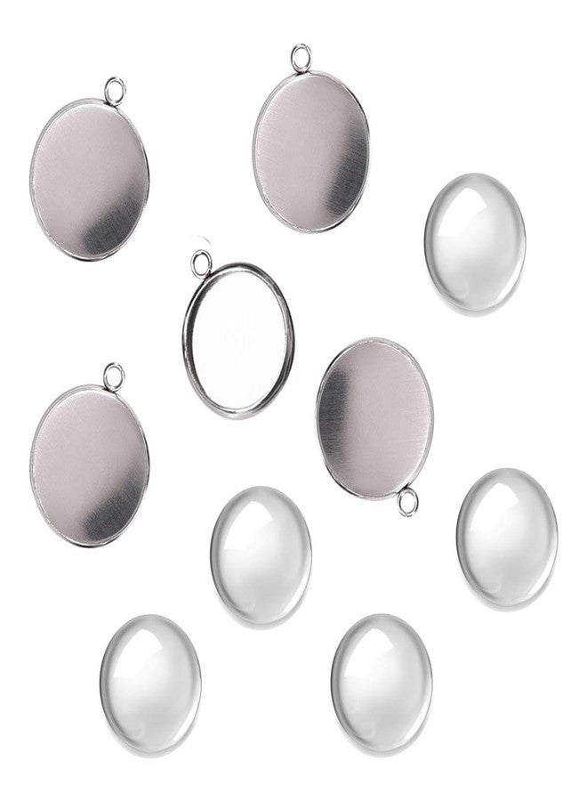 DROLE Bezel Pendant Blanks Settings-Stainless Steel Pendant Trays Round Bezel with Glass Cabochons Clear Dome,Pendant Blanks for Photo Pendant Craft Jewelry Making 18mm VBCO7T438I6RCCJ50SI16B - Image 1
