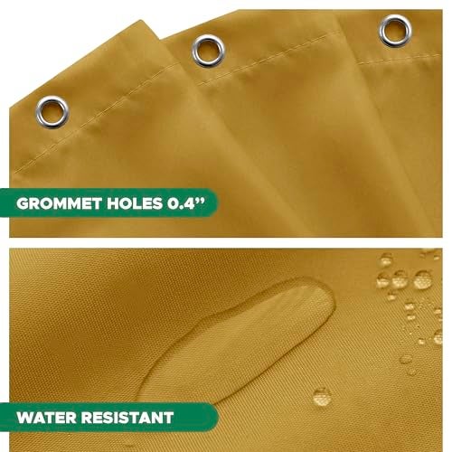 Biscaynebay Hotel Quality Fabric Shower Curtain Liner 72 Inch by 72 Inch, Gold Water Resistant Bathroom Curtains Rust Resistant Grommets & Weighted Bottom Hem Machine Washable - Image 4